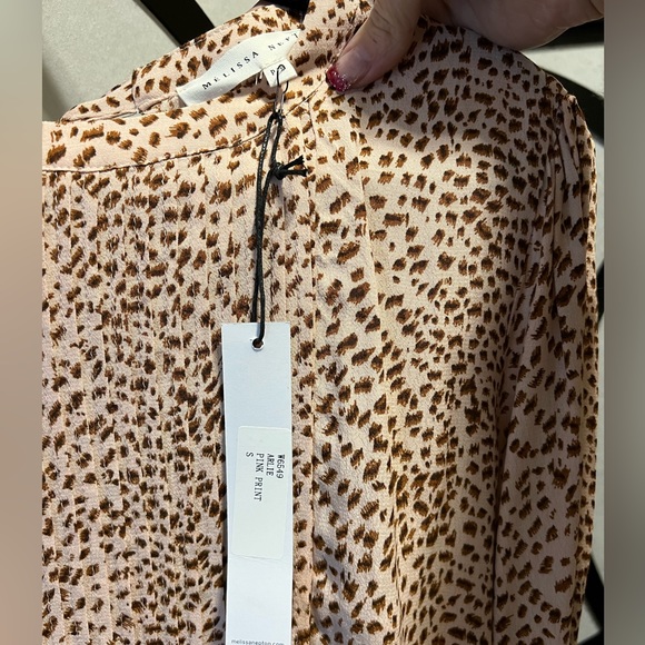 Melissa Nepton Arlie blouse in light pink and brown leopard print size S - Picture 3 of 9